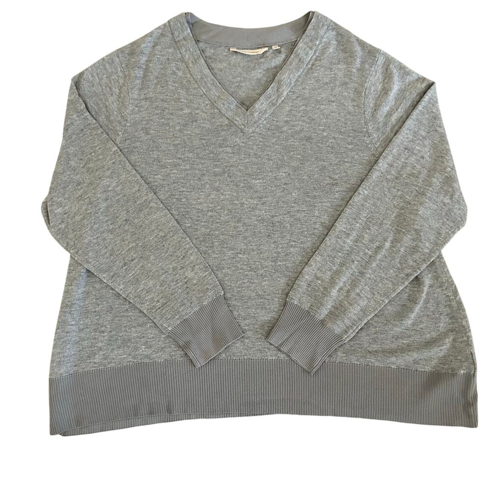 Soft Surroundings Tressa wool alpacca v-neck long sleeve gray heather sweater 3X
